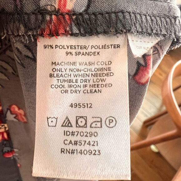 Floral Boho Shift Dress Gray Red Blue Long Sleeve Puff Sleeve Retro 4P Mini - Picture 8 of 8